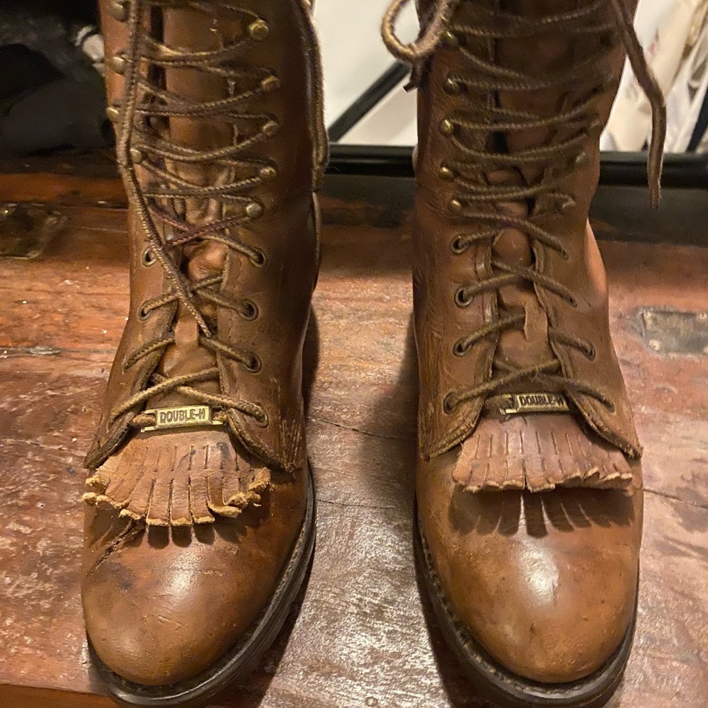 Double H Women's Brown Lace-Up Boots